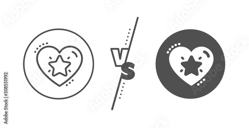 Love rating sign. Versus concept. Ranking star line icon. Best rank symbol. Line vs classic ranking star icon. Vector
