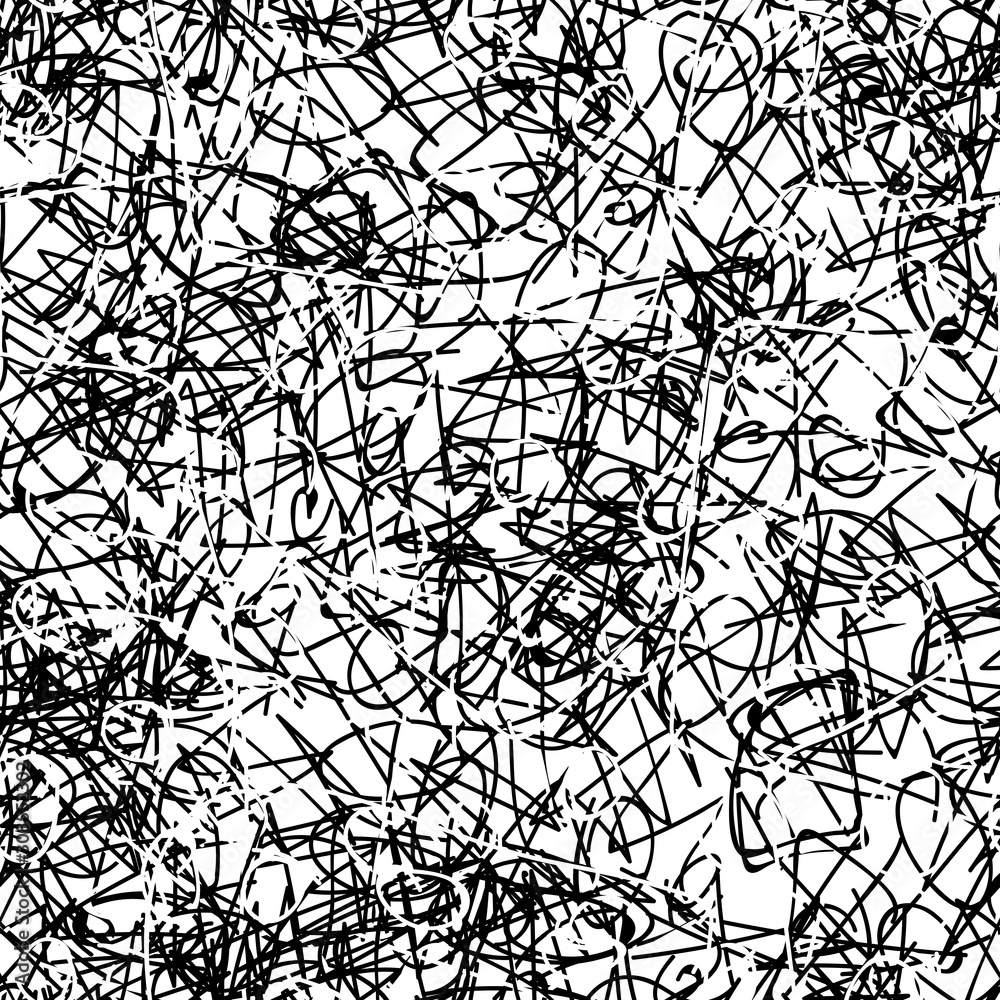 Obraz premium Black and white grunge background seamless. Abstract repeating monochrome texture. Vector chaotic pattern