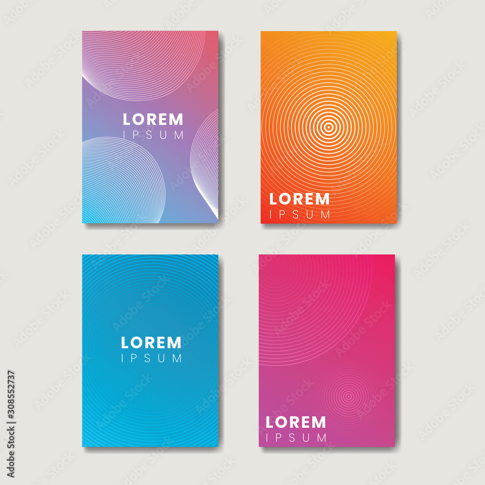Fototapeta premium Minimal Cover design template set with abstract circles and gradient background
