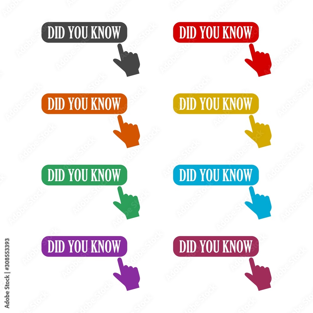 Did you know button color set isolated on white background Did you know button color set isolated on white background