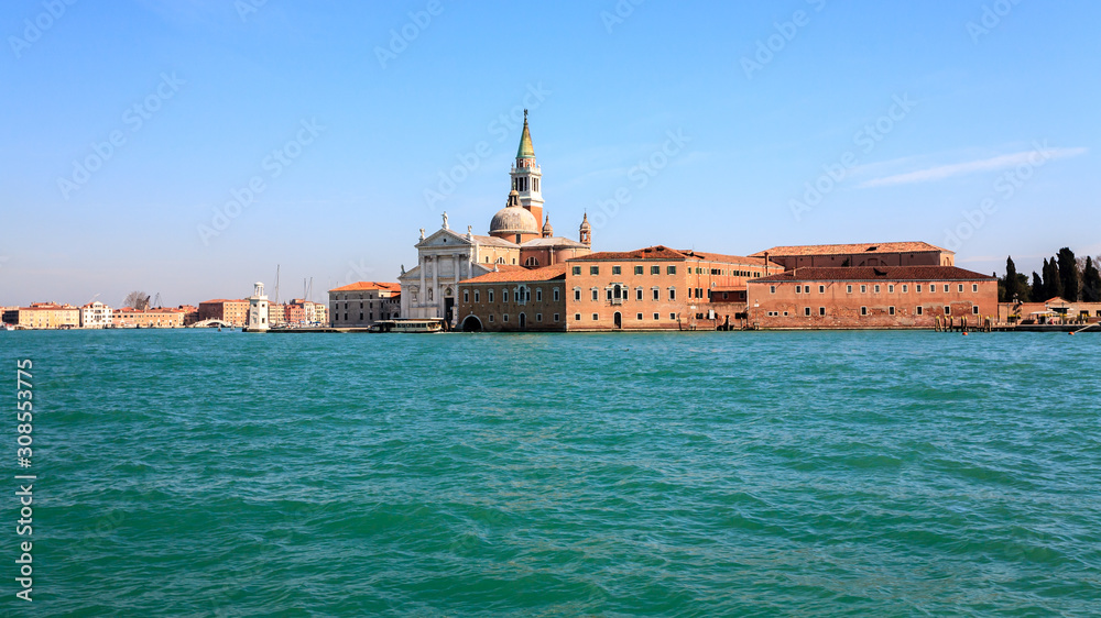 Fototapeta premium Beautiful view to Venice from the Venetian Lagoon. Italy, Europe