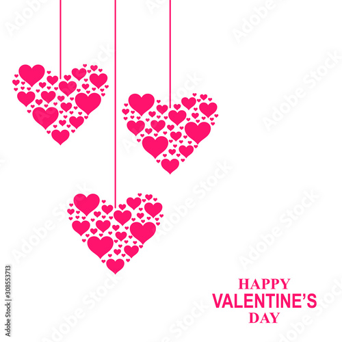 Vector illustration of Valentines day card with hearts of hearts hang