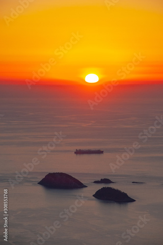 Sunrise at the top of Pedra da Gávea with panoramic views of the city of Rio de Janeiro. Brazil