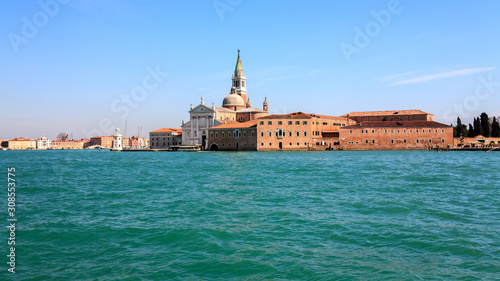 Beautiful view to Venice from the Venetian Lagoon. Italy, Europe