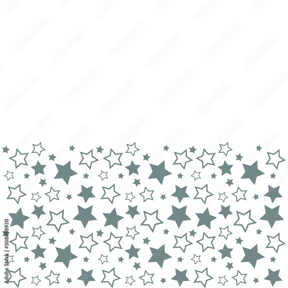 Frame with blank space for text. Border of silver stars. white background. Vector for Christmas and New Year greeting card, banner, invitation, packaging design, illustration pattern Frame with blank space for text. Border of silver stars. white background. Vector for Christmas and New Year greeting card, banner, invitation, packaging design, illustration pattern