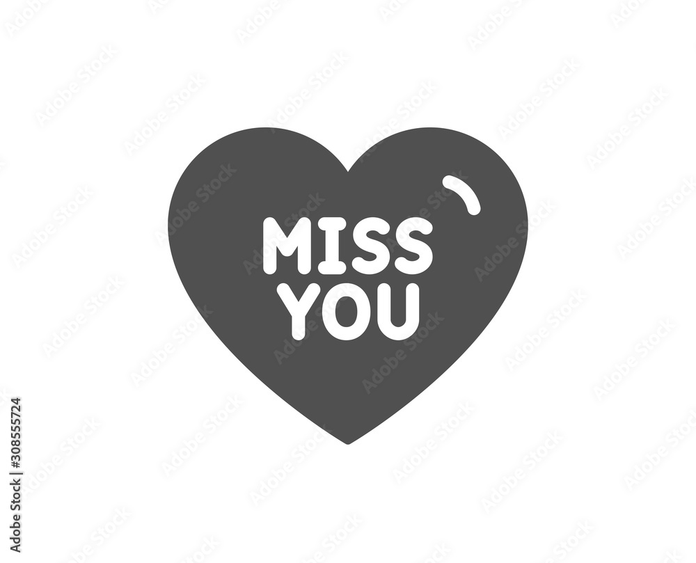 Sweet heart sign. Miss you icon. Valentine day love symbol. Classic flat style. Simple miss you icon. Vector Sweet heart sign. Miss you icon. Valentine day love symbol. Classic flat style. Simple miss you icon. Vector