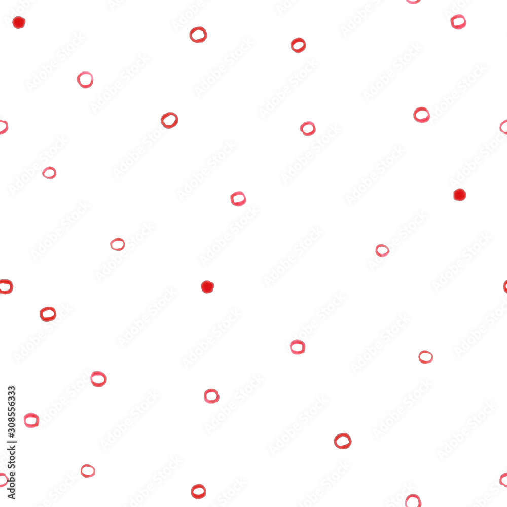 Seamless pattern with watercolor hand drawn elements on white background. Pattern can be used for textile, wallpaper, wrapping paper, postcards, web background.