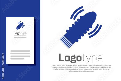 Blue Dildo vibrator for sex games icon isolated on white background. Sex toy for adult. Vaginal exercise machines for intimate. Logo design template element. Vector Illustration