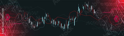 Financial trade concept. Stock market and exchange. Candle stick graph chart.