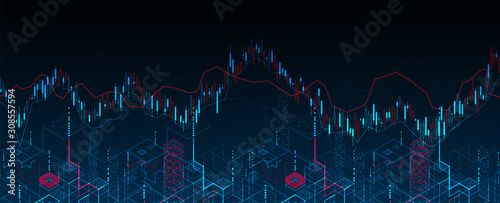 Financial trade concept. Stock market and exchange. Candle stick graph chart.