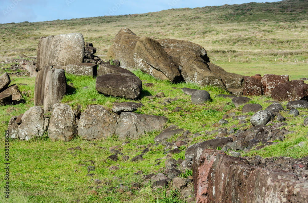 Chile - Rapa Nui or Easter Island - Vinapu - Ahu Tahira
