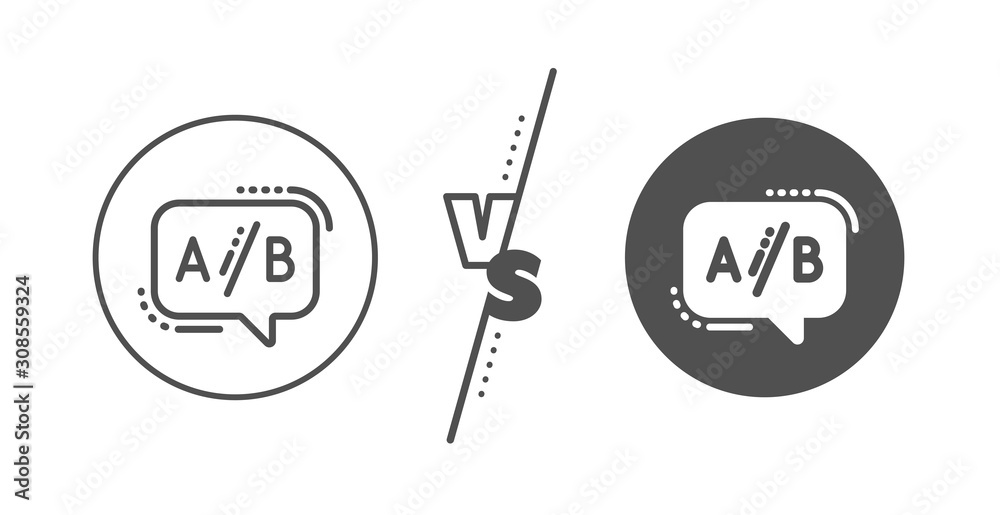 Ui test chat bubble sign. Versus concept. Ab testing line icon. Line vs classic ab testing icon. Vector Ui test chat bubble sign. Versus concept. Ab testing line icon. Line vs classic ab testing icon. Vector