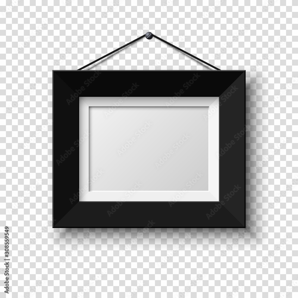 Realistic horizontal picture frame isolated on transparent background. Realistic horizontal picture frame isolated on transparent background.