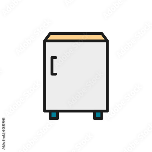 Undercounter refrigerator flat color line icon. Isolated on white background