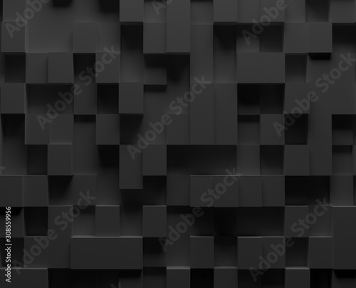 Fototapeta Naklejka Na Ścianę i Meble -  3D square background 3D panel black volumetric coub