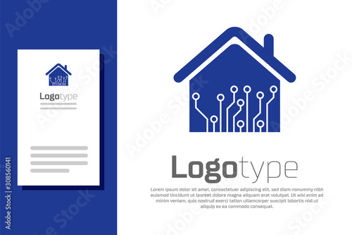 Blue Smart home icon isolated on white background. Remote control. Logo design template element. Vector Illustration