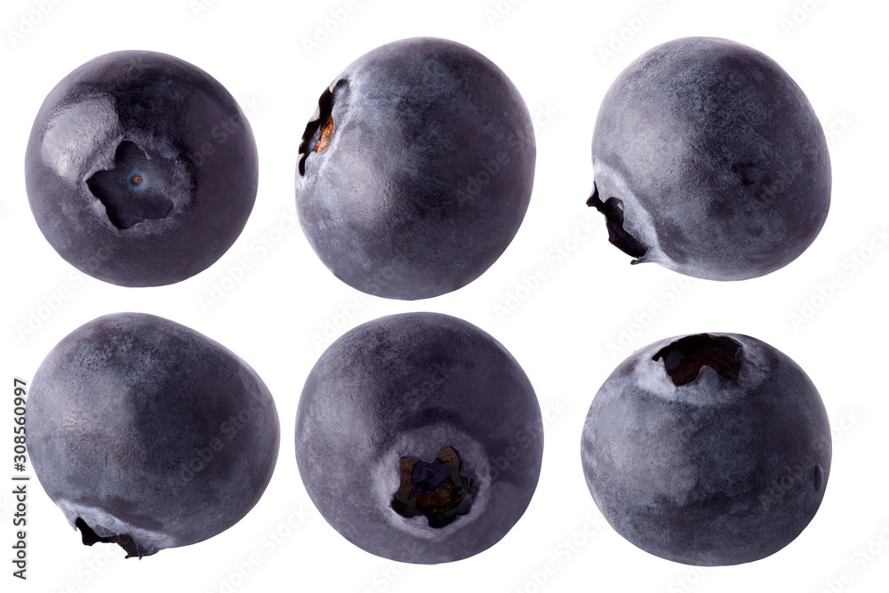 Fresh blueberry with shadows isolated on white Fresh blueberry with shadows isolated on white