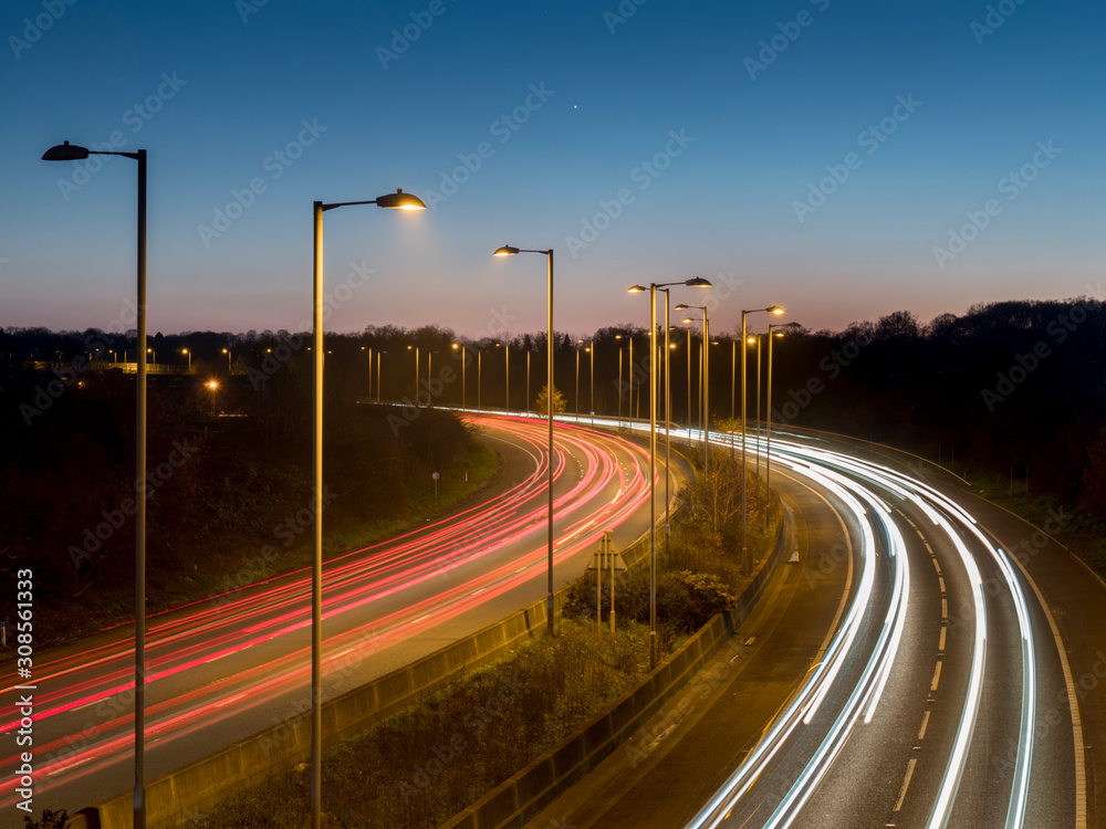 UK, England, Motorway A3 dusk