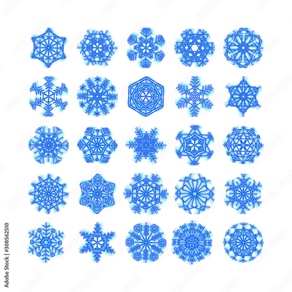 snowflake winter set of blue isolated icon silhouette on white background vector illustration snowflake winter set of blue isolated icon silhouette on white background vector illustration