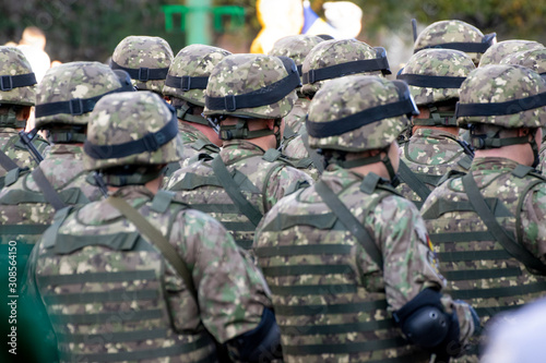 the soldiers of the Romanian army at the parade of the national day of Romania