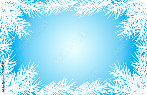 Christmas frame of silhouettes of fir tree branches. Vector illustration. Applied clipping mask. © nosyrevy
