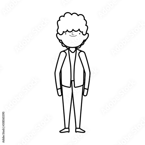 wedding groom man cartoon character in suit thick line