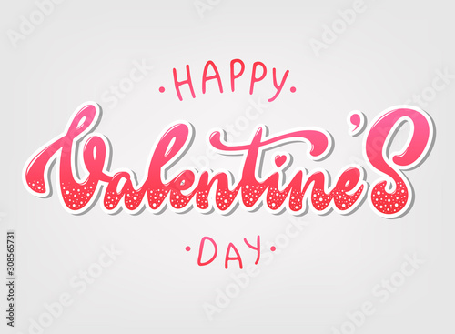 'Happy Valentine's day' cute hand lettering quote for posters, banners, greeting cards, etc