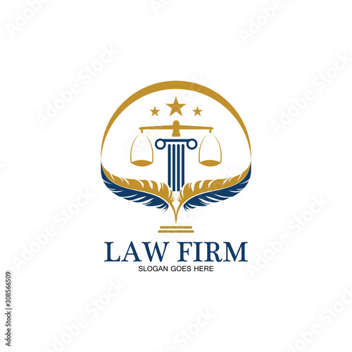 feather law firm  logo icon design template-vector
