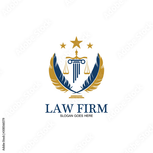 feather law firm  logo icon design template-vector