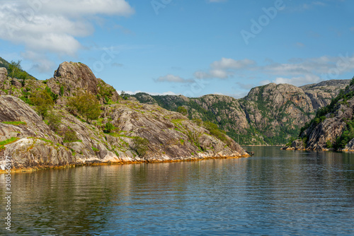 Lysefjord sea mountain fjord view, Norway.