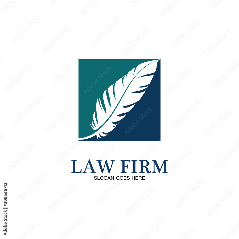 feather law firm  logo icon design template-vector