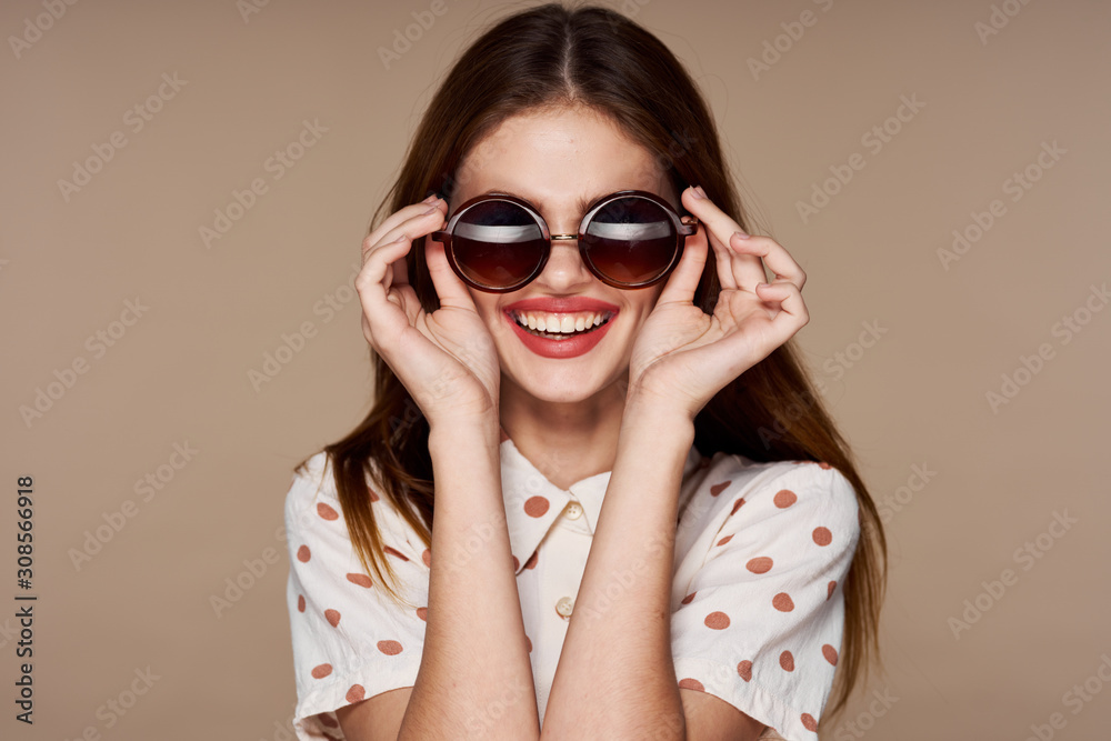 portrait of young woman in glasses portrait of young woman in glasses