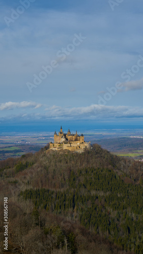 A portrait of the Hohenzollern castle in natural light 