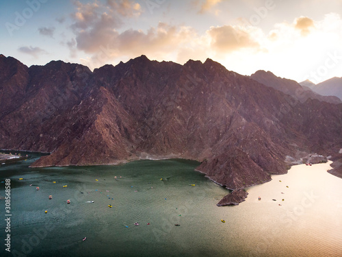Hatta dam lake in Dubai emirate of UAE