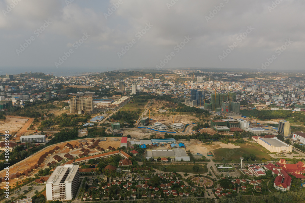 Hotels Construction site in Sihanoukville Drone shot