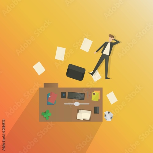 burnout syndrome concept,Businessmen or Office Workers work in office overload,He was tired and had no energy to do anything.