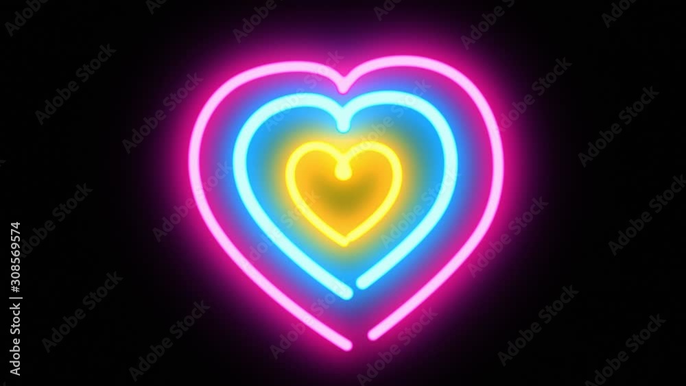 Glowing colorful Blue purple yellow neon heart hypnotize lights . Seamless VJ loop. Animation to the beat of music. 80's 90's style. Retro vintage disco. Heartbeat Glowing colorful Blue purple yellow neon heart hypnotize lights . Seamless VJ loop. Animation to the beat of music. 80's 90's style. Retro vintage disco. Heartbeat