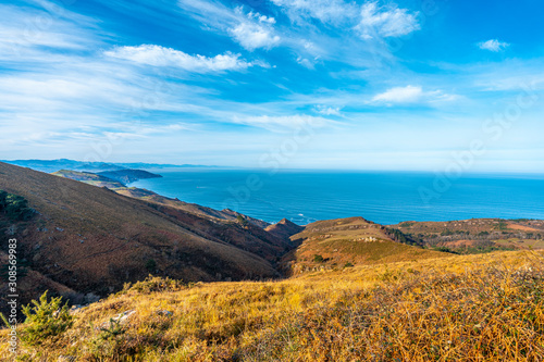 View of the Basque coast from the winged mount Jaizkibel of San Sebastian. Basque Country