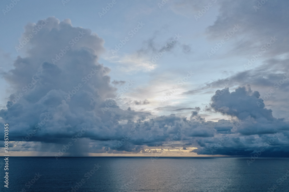 Sunset Ocean and wawes timelapse in Batu Balong beach Bali Island, Drone flight