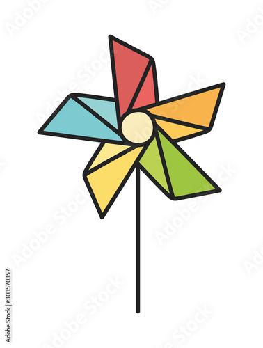 kids toy, pinwheel wind stick icon