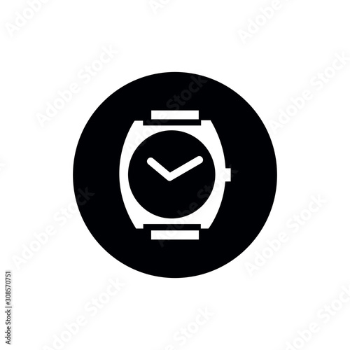 Wristwatch icon. Drop shadow watch icon. Men's hand watches accessory. Classic wrist watch icon. Isolated wristwatch black illustration. Watch logo concept. Vector wrist watch silhouette symbol