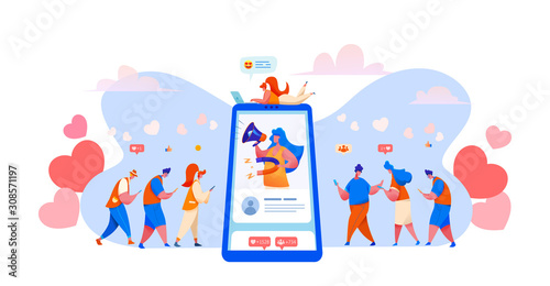 Vector flat social media, blog management concept
