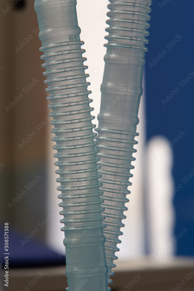 Close-up of ventilator tubes in hospital icu Close-up of ventilator tubes in hospital icu