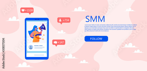 Vector flat social media, blog management concept