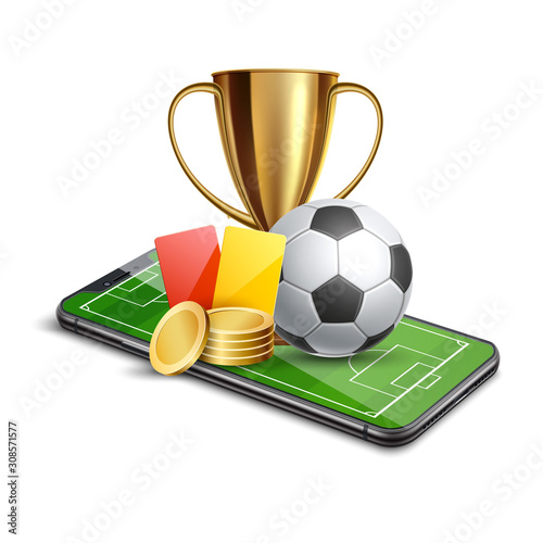 Vector 3d golden cup football card betting promo