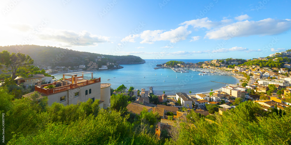 Beautiful harbour of Port de Soller, Majorca, Balearic Islands, Spain