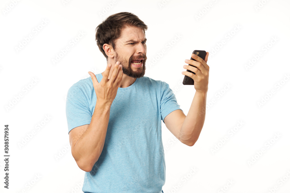 young man with mobile phone young man with mobile phone