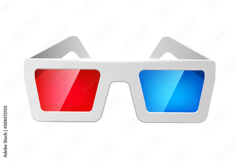 Vector realistic cinema 3d glasses red and blue Stock Vector | Adobe Stock