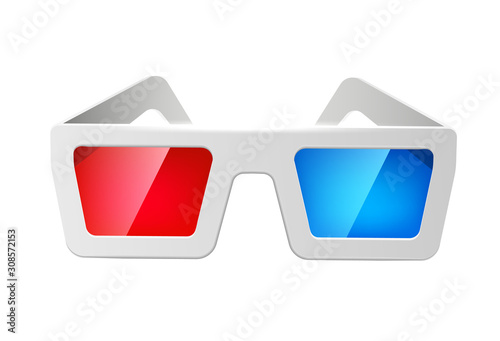 Vector realistic cinema 3d glasses red and blue photo