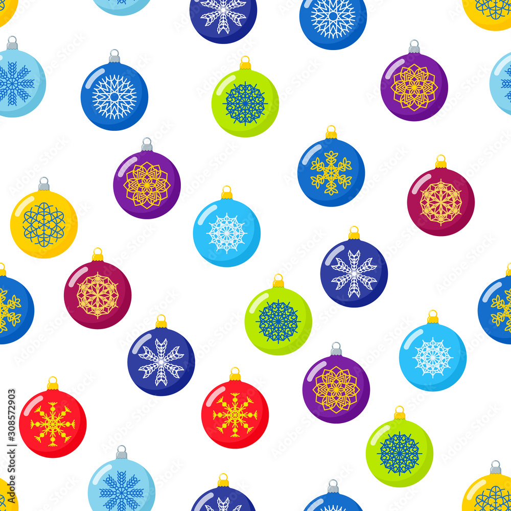 Holiday colorful seamless pattern with christmas balls